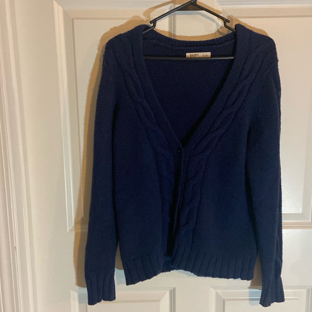 Womens Old Navy blue button up sweater/cardigan size L